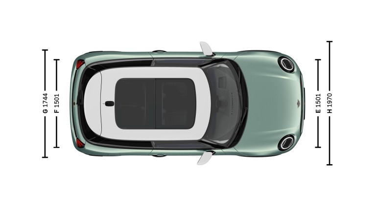 MINI Cooper 3 portas - dimensões - imagem de apresentação vista superior